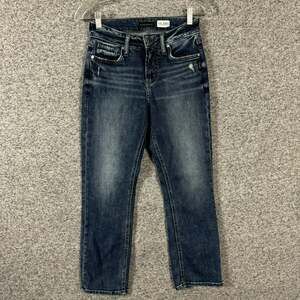 Silver Jeans Women's Size 27 / 23.5 Suki Capri Dark Wash Blue Denim Jeans